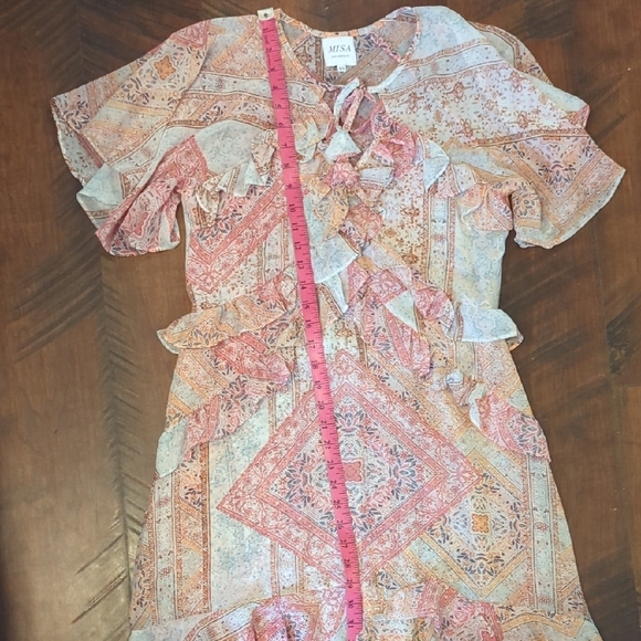 Misa Los Angeles Pink Long Ruffle Dress, US XS - Picture 7 of 7